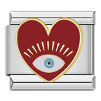 Red Heart Evil Eye Italian Charm Italian charm bracelet link in stainless steel