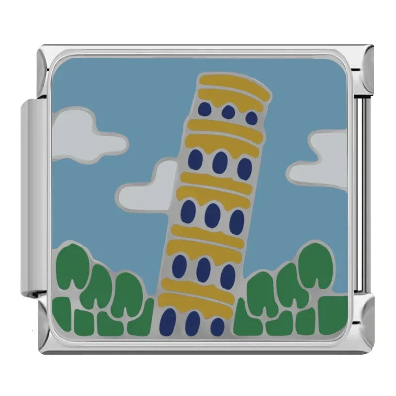 Leaning Tower Of Pisa Italian Charm Italian charm bracelet link in stainless steel