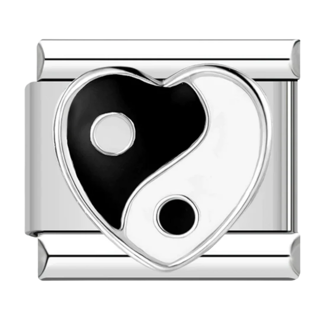 Yin Yang Heart Italian Charm Italian charm bracelet link in stainless steel