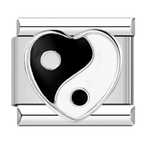 Yin Yang Heart Italian Charm Italian charm bracelet link in stainless steel