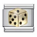 Gold Dice Italian Charm Italian charm bracelet link in stainless steel