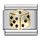 Gold Dice Italian Charm Italian charm bracelet link in stainless steel