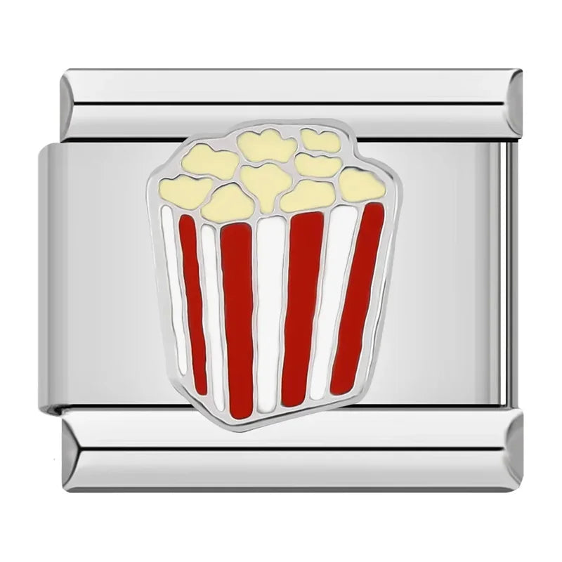 Popcorn Italian Charm Italian charm bracelet link in stainless steel