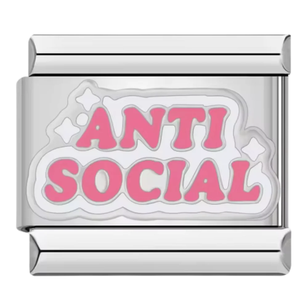 Anti Social Italian Charm Italian charm bracelet link in stainless steel
