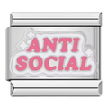 Anti Social Italian Charm Italian charm bracelet link in stainless steel