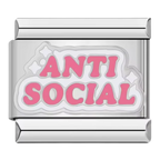 Anti Social Italian Charm Italian charm bracelet link in stainless steel