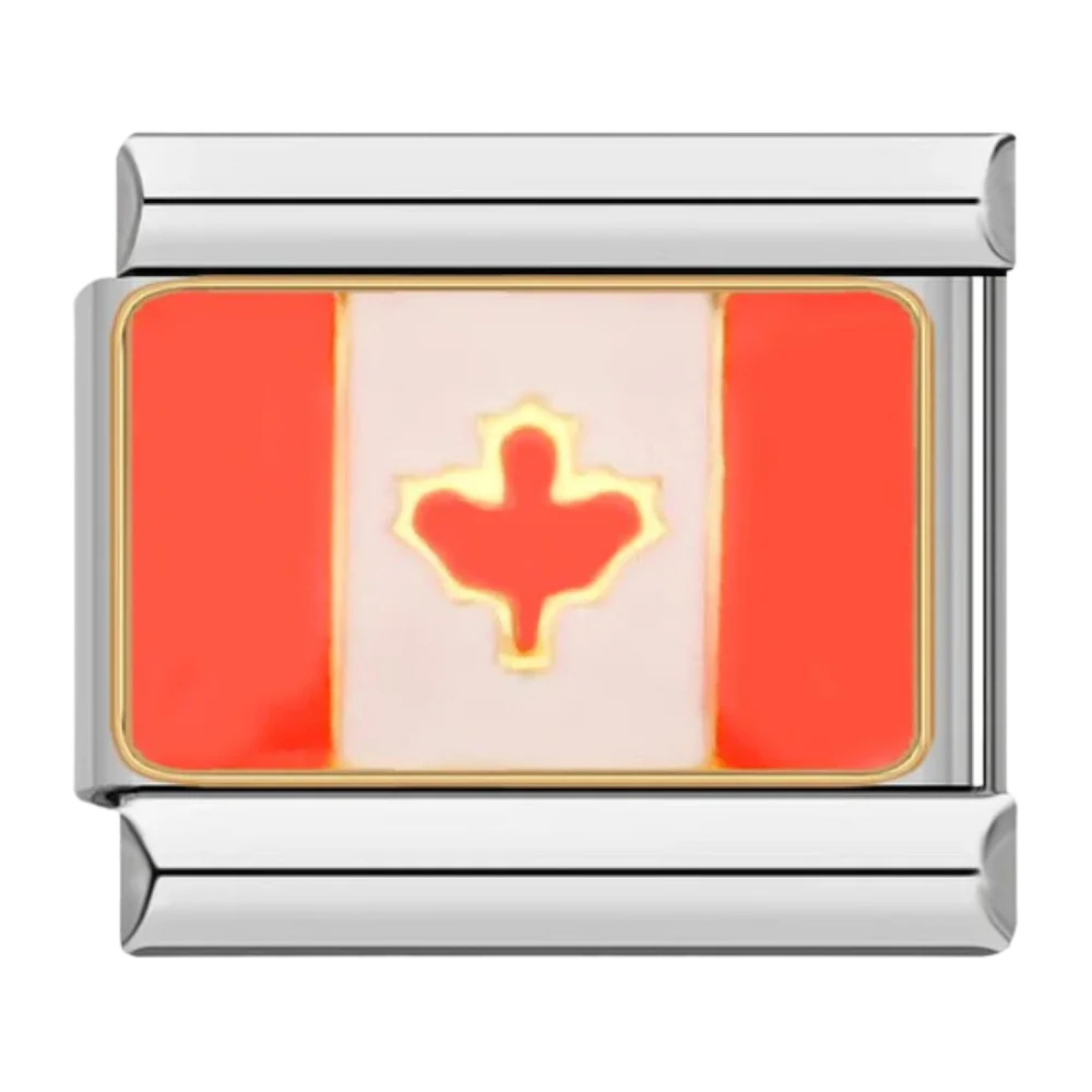 Canada Flag Italian Charm Italian charm bracelet link in stainless steel