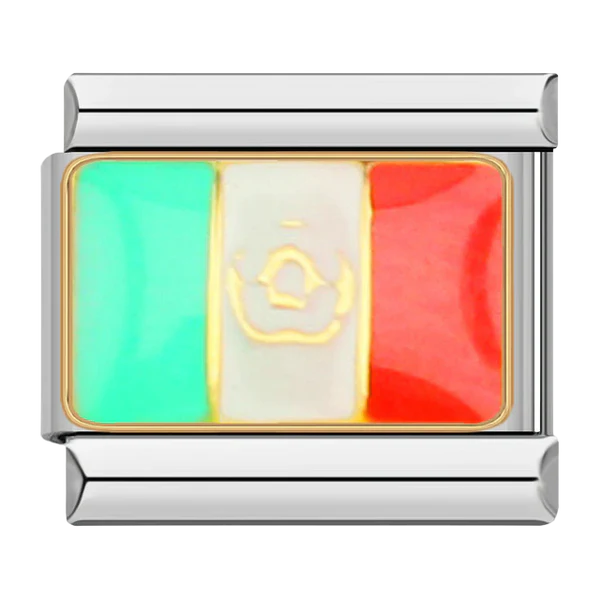 Mexico Flag Italian Charm Italian charm bracelet link in stainless steel