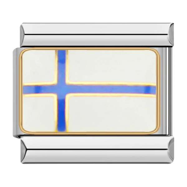 Finland Flag Italian Charm Italian charm bracelet link in stainless steel