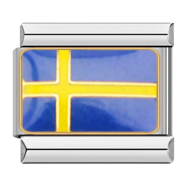 Sweden Flag Italian Charm Italian charm bracelet link in stainless steel
