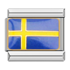 Sweden Flag Italian Charm Italian charm bracelet link in stainless steel