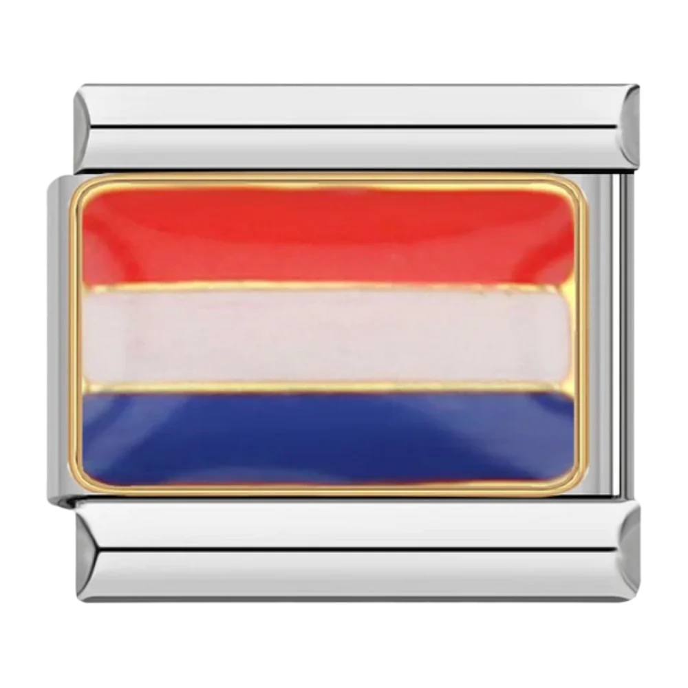 Netherlands Flag Italian Charm Italian charm bracelet link in stainless steel