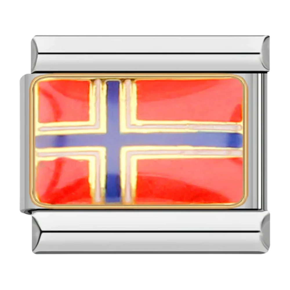 Norway Flag Italian Charm Italian charm bracelet link in stainless steel