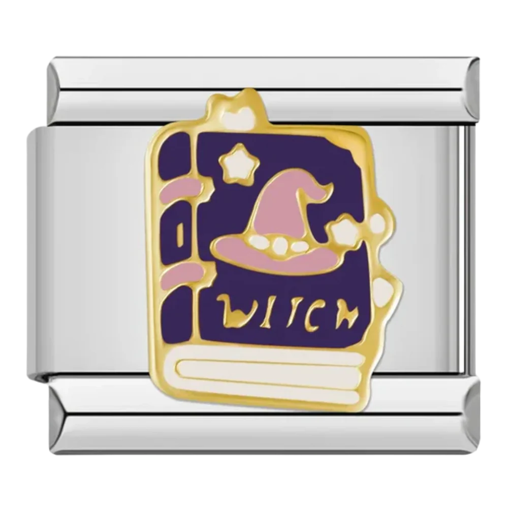 Witch Book Italian Charm Italian charm bracelet link in stainless steel