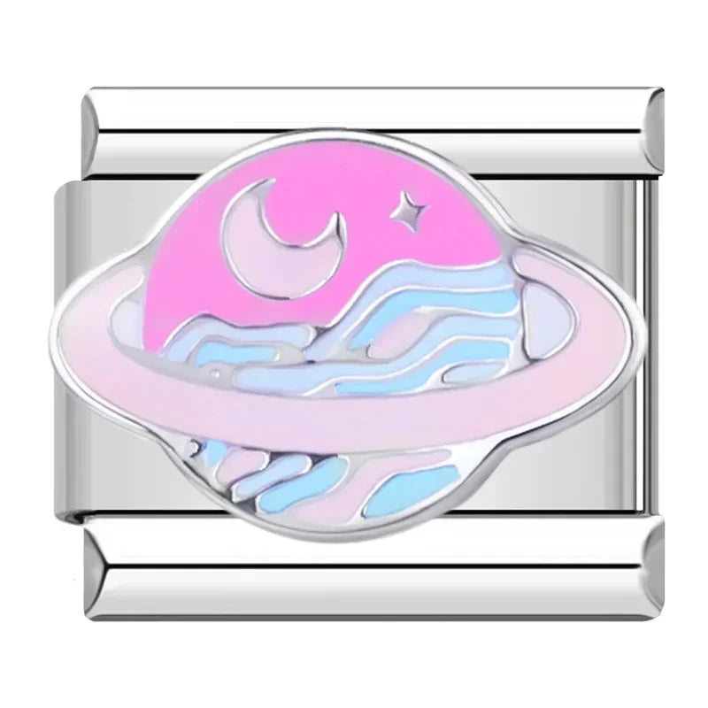 Saturn Italian Charm Italian charm bracelet link in stainless steel