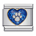Blue Heart Paw Italian Charm Italian charm bracelet link in stainless steel