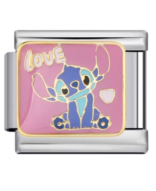 Stitch Love Italian Charm Italian charm bracelet link in stainless steel