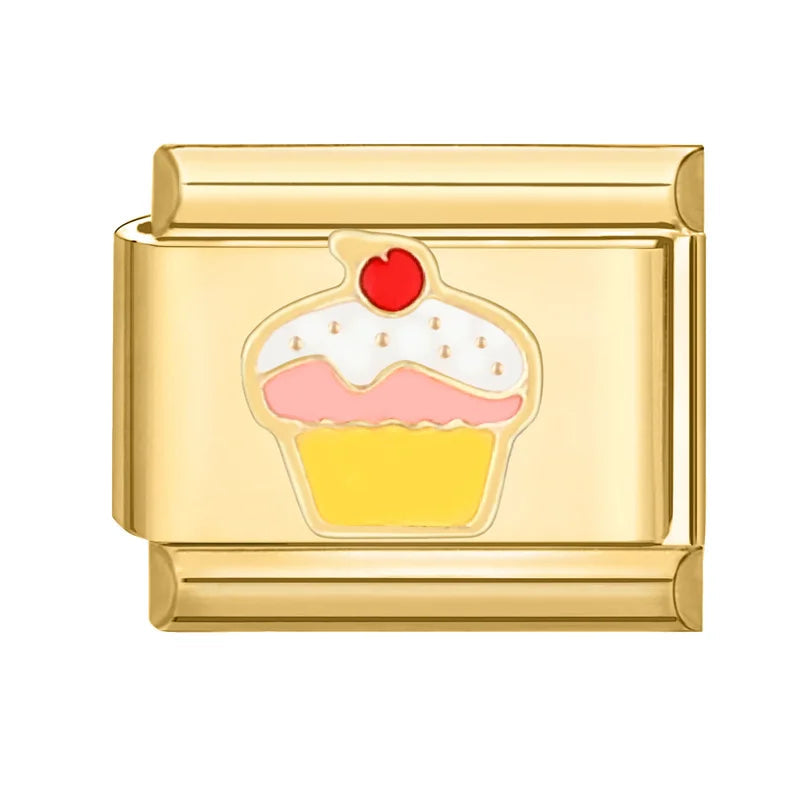 Cupcake Italian Charm Italian charm bracelet link in stainless steel
