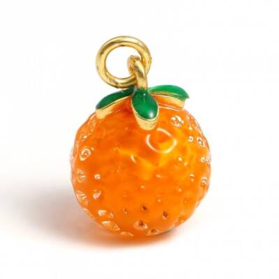 Orange Pendant Italian Charm Italian charm bracelet link in stainless steel