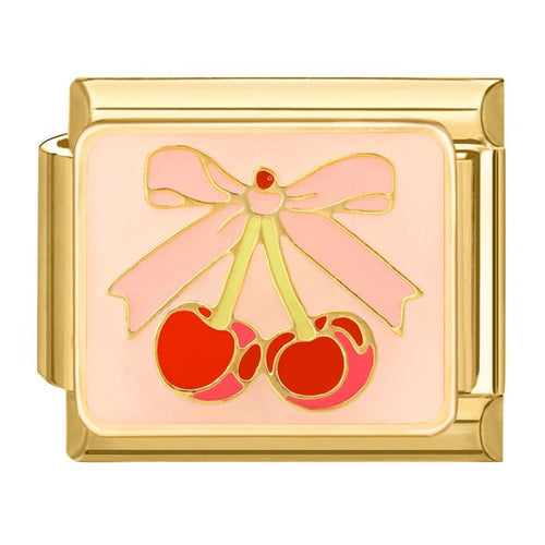 PINK BOW CHERRY ITALIAN CHARM