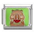 Capybara Watermelon Italian Charm Italian charm bracelet link in stainless steel