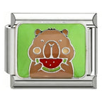 Capybara Watermelon Italian Charm Italian charm bracelet link in stainless steel