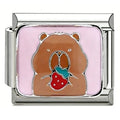 Capybara Strawberry Italian Charm Italian charm bracelet link in stainless steel