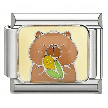 Capybara Corn Italian Charm Italian charm bracelet link in stainless steel