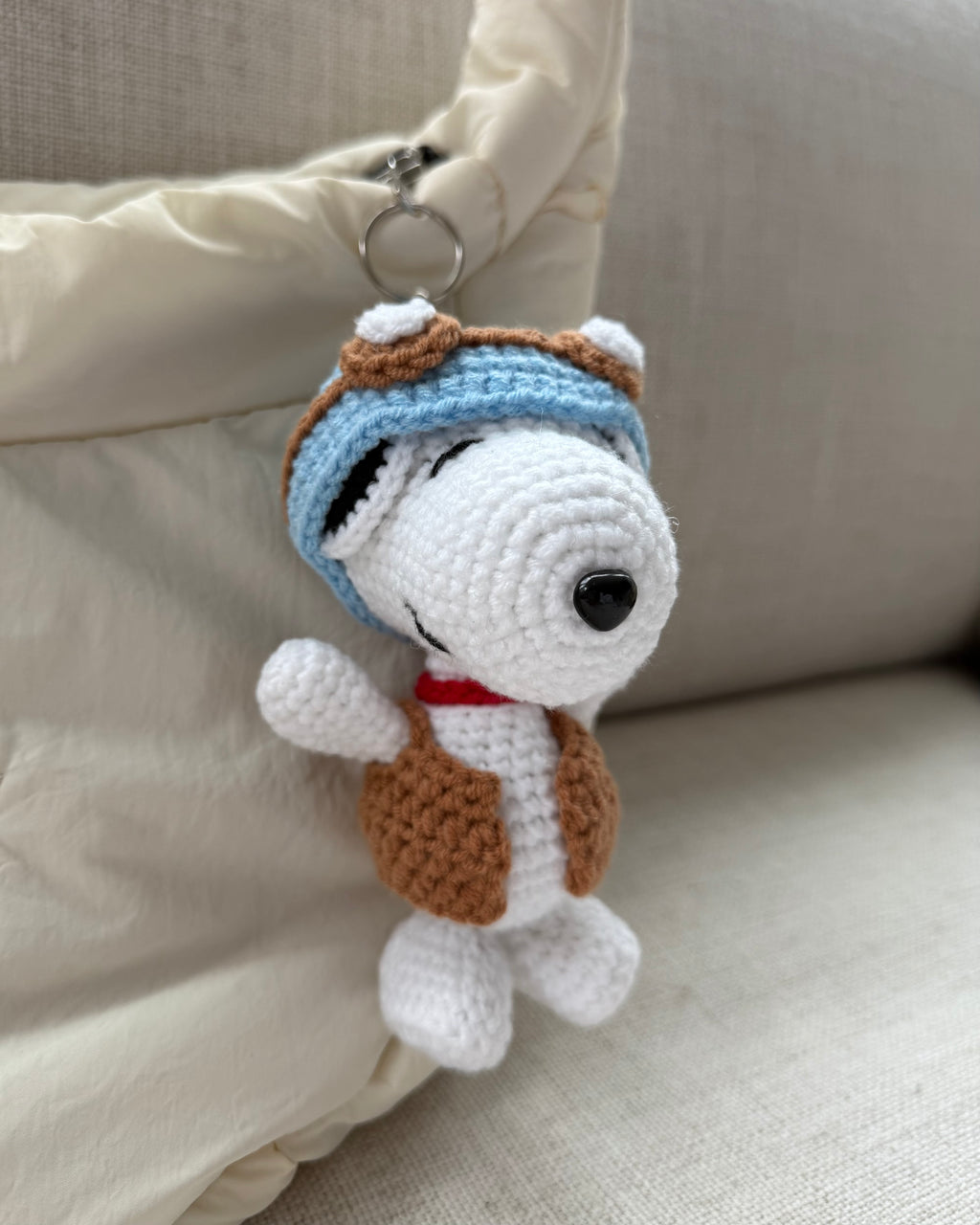 CROCHET PILOT SNOOPY KEYCHAIN