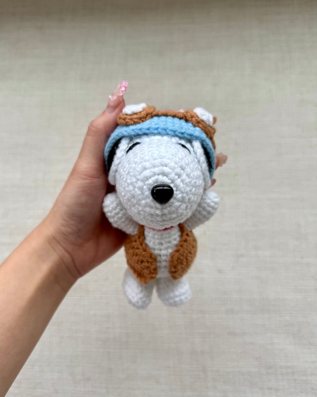 CROCHET PILOT SNOOPY KEYCHAIN