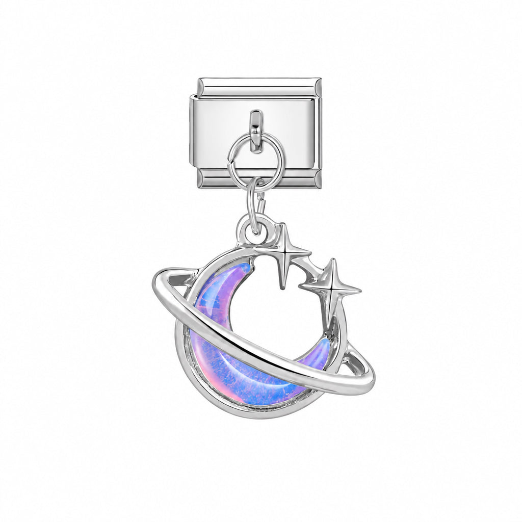 PURPLE MOON  PENDANT ITALIAN CHARM