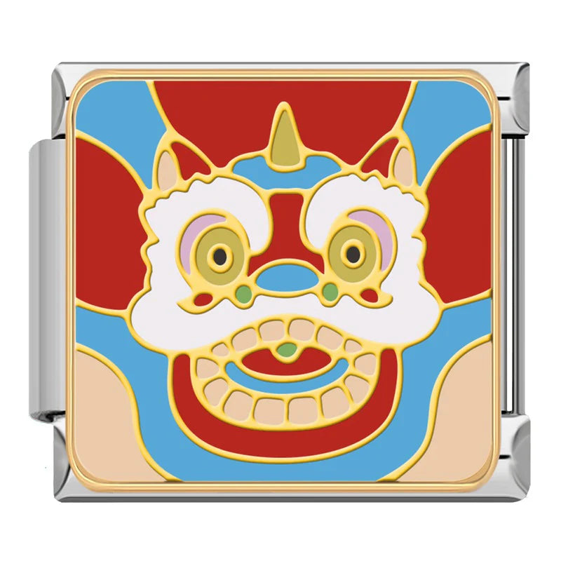 Lion Dance Italian Charm Italian charm bracelet link in stainless steel