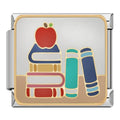 Books & Apple Italian Charm Italian charm bracelet link in stainless steel