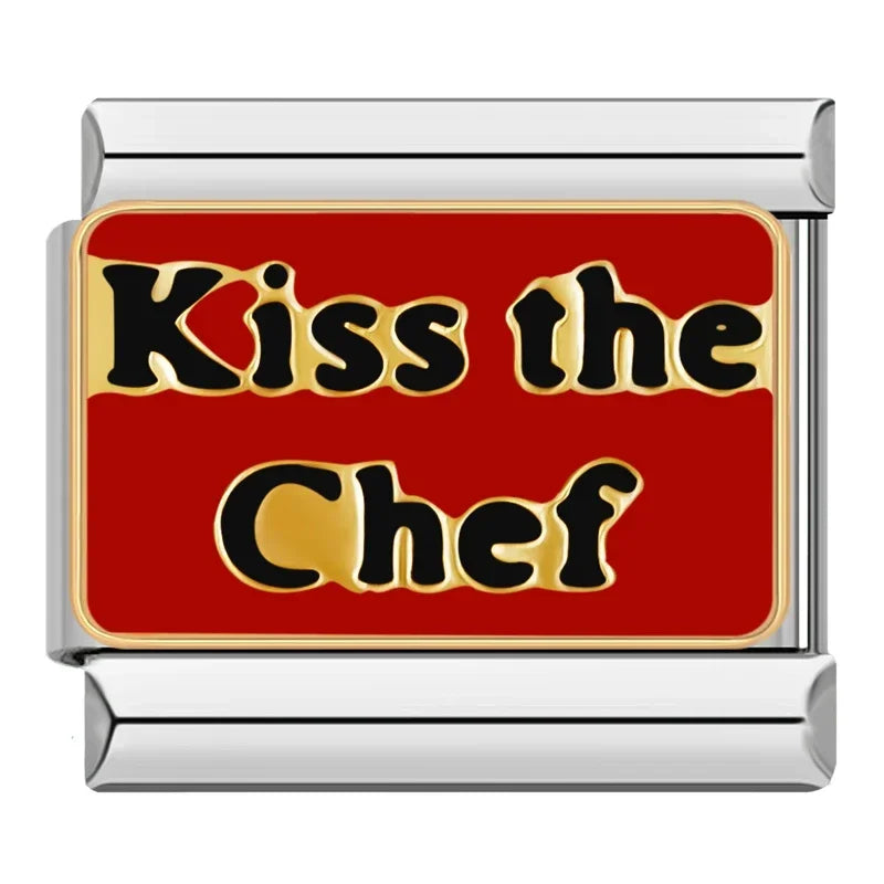 Kiss The Chef Italian Charm Italian charm bracelet link in stainless steel