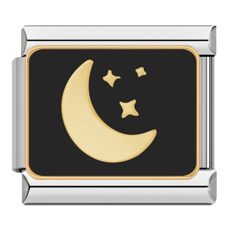 Moon & Stars Italian Charm Italian charm bracelet link in stainless steel
