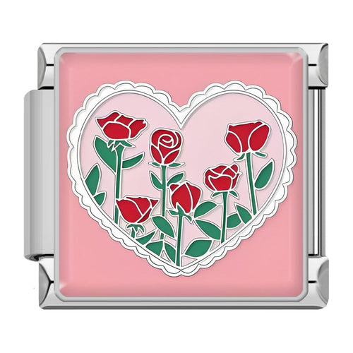 Rose Field Italian Charm Italian charm bracelet link in stainless steel