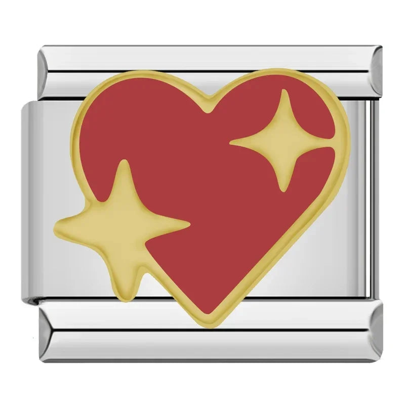 Sparkling Heart Italian Charm Italian charm bracelet link in stainless steel