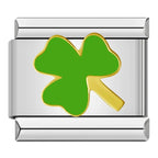 Shamrock Clover Italian Charm Italian charm bracelet link in stainless steel