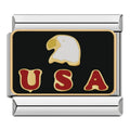 Usa Eagle Italian Charm Italian charm bracelet link in stainless steel