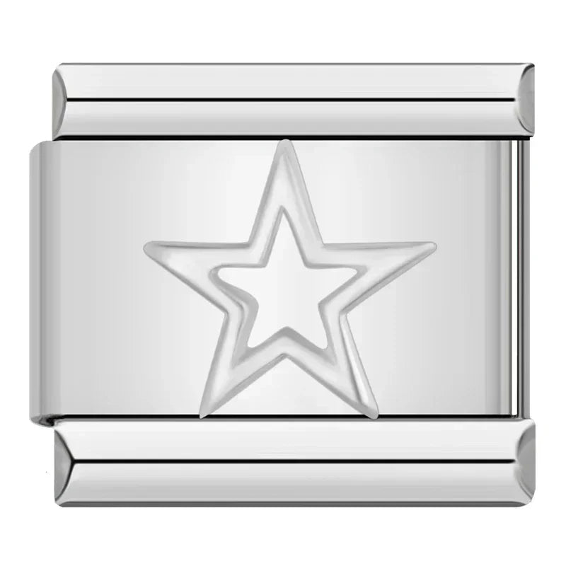 Embossed Star Italian Charm Italian charm bracelet link in stainless steel