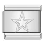Embossed Star Italian Charm Italian charm bracelet link in stainless steel