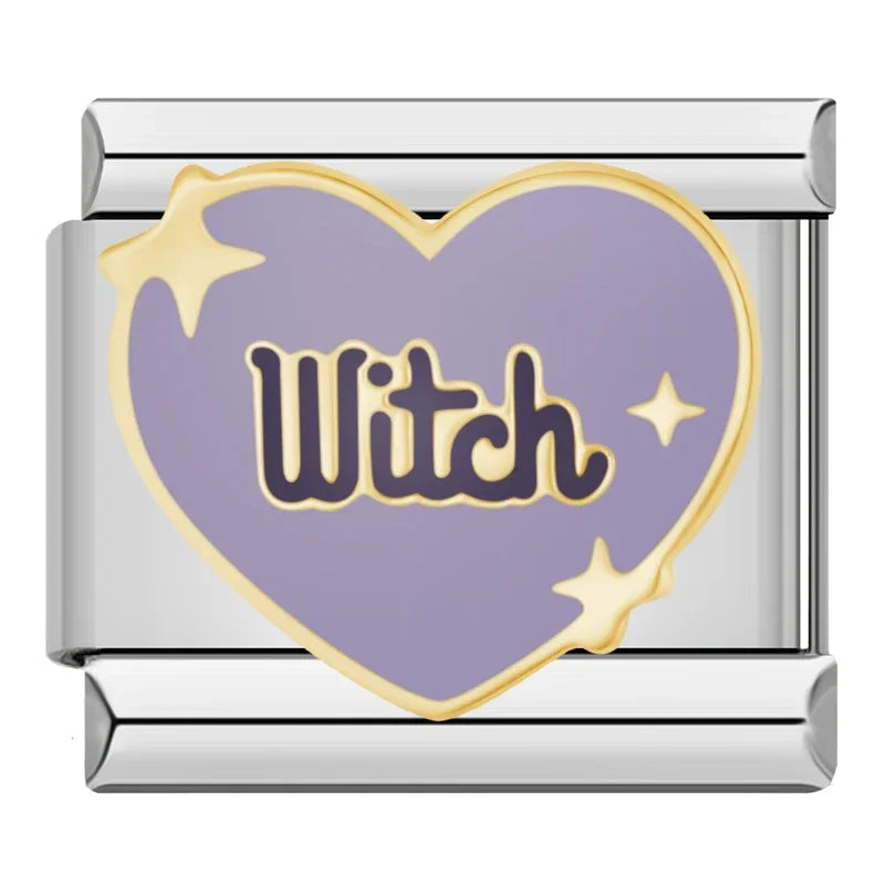 Witch Italian Charm Italian charm bracelet link in stainless steel