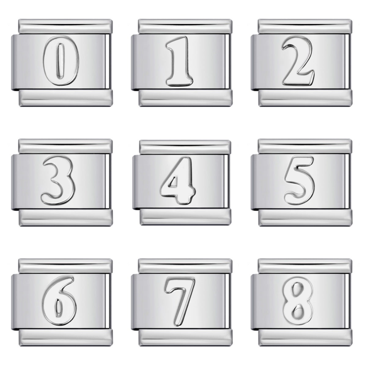 Number Italian Charm Italian charm bracelet link in stainless steel