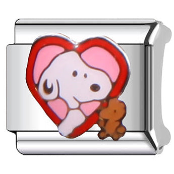 Snoopy Heart Italian Charm Italian charm bracelet link in stainless steel