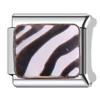 Zebra Print Italian Charm Italian charm bracelet link in stainless steel