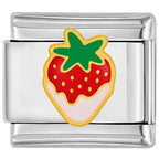 Dipped Strawberry Italian Charm Italian charm bracelet link in stainless steel