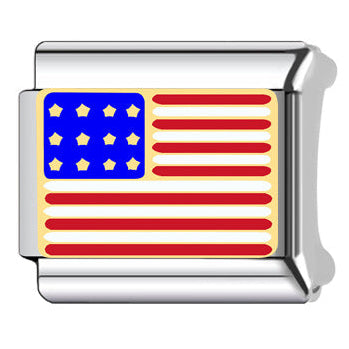 Usa Flag Italian Charm Italian charm bracelet link in stainless steel