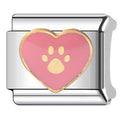 Pink Heart Paw Italian Charm Italian charm bracelet link in stainless steel