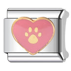 Pink Heart Paw Italian Charm Italian charm bracelet link in stainless steel