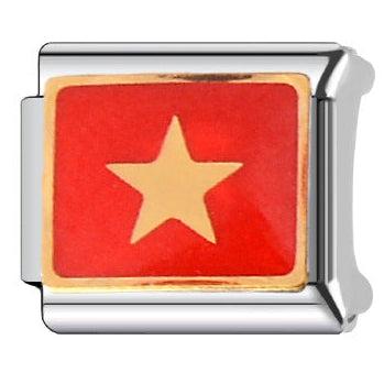 Vietnam Flag Italian Charm Italian charm bracelet link in stainless steel